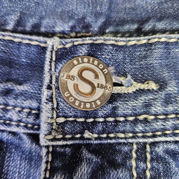 Stetson 1312 Modern Straight Leg Jean Mens 38x29 Blue Western Cowboy Embroidered - Picture 11 of 16